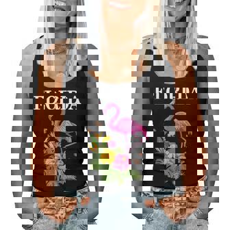 Florida Flamingo Miami Tropical Plants Souvenir Vintage Women Tank Top - Thegiftio