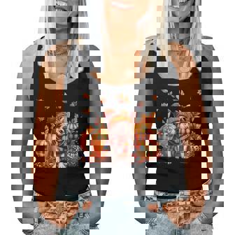 French Bulldog Thanksgiving Leopard Pumpkins Fall Leaves Women Tank Top | Mazezy