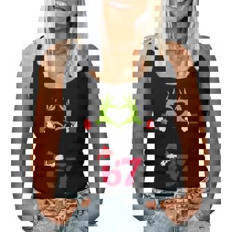 67 Meme Green Christmas Hands Humor Women Tank Top - Thegiftio