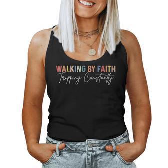 Christian Walking By Faith Tripping Constantly Women Tank Top | Seseable UK