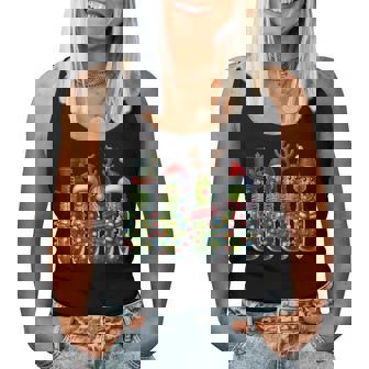 Christmas Pickle Lights Cactus Family Holiday Humor Women Tank Top - Monsterry