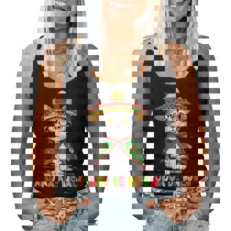 Cinco De Mayo Mexican Cat With Sombrero Women Women Tank Top - Thegiftio