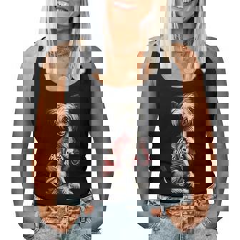 I Love Mom Tattoo Chinese Crested Mom For Women Women Tank Top | Mazezy