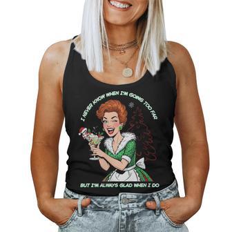 Retro Hostess Christmas Holiday Vintage Cocktail Party Women Tank Top - Thegiftio UK