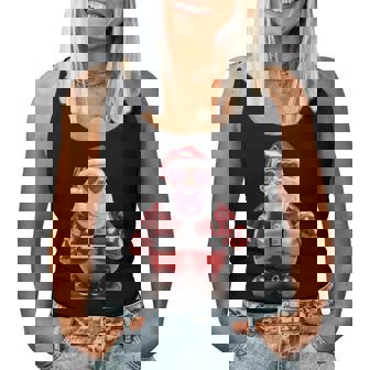 Santa Bubble Gum Pink Sunglasses Christmas Retro Xmas Women Tank Top | Seseable CA