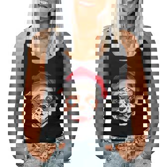 Santa Hat Xmas Pajamas American Bulldog Dog Christmas Women Tank Top | Mazezy