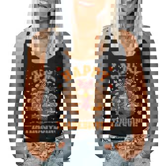 Turkey Drinking Coffee Thanksgiving Bow Girls Women Women Tank Top - Thegiftio