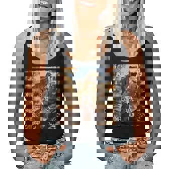 Turkey Selfie With T-Rex Dinosaur Thanksgiving Fall Women Tank Top - Monsterry