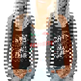 Xmas Lighting Santa's Favorite Math Teacher Christmas Women Tank Top | Mazezy