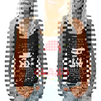 Gigi Claus Buffalo Plaid Christmas Lights Women Tank Top | Mazezy