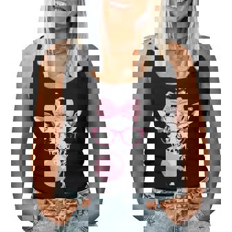 Giraffe Wearing Glasses And Blowing Pink Bubble Gum Women Tank Top - Monsterry