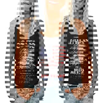 God Bless America 250 Years 1776-2026 Christian Cross Flag Women Tank Top - Thegiftio