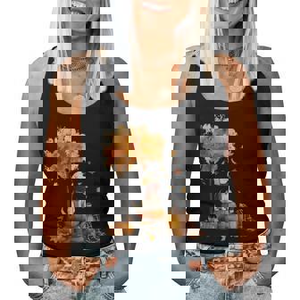 Golden Retrievers Hello Autumn Leaf Fall For Dog Lover Women Tank Top - Monsterry