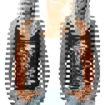 Gothic Skeleton Santa Guitar Christmas Rocker Punk Grunge Women Tank Top - Monsterry