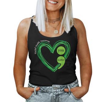 Green Heart Motivational Mental Health Awareness Women Women Tank Top - Thegiftio UK