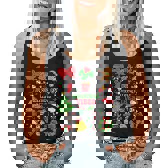 Groovy Christmas Vibes Matching Family Xmas Pajamas Women Tank Top | Seseable UK