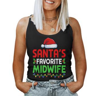 Groovy Santa's Favorite Midwife Nurse Christmas Santa Hat Women Tank Top - Thegiftio