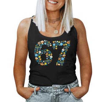 Hanukkah Menorah Dreidel 67 Festive Chanukah Six Seven Meme Women Tank Top - Thegiftio UK