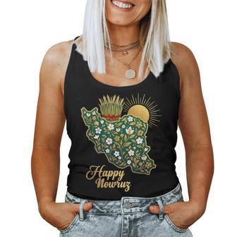 Happy Nowruz Persian New Year Iran Map Floral Spring Sabzeh Women Tank Top - Thegiftio UK