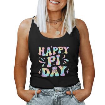 Happy Pi Day 314 Math Teacher Groovy Retro Tie Dye Women Tank Top - Monsterry
