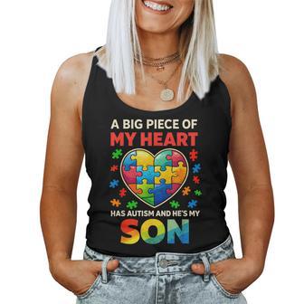 My Heart Has Autism Proud Autism Parent Dad Mom Autism Son Women Tank Top - Monsterry