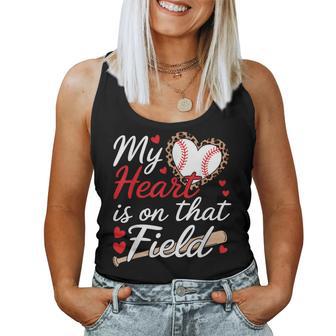 My Heart Is On That Field Cute Baseball Mom Baseball Grandma Women Tank Top - Thegiftio UK
