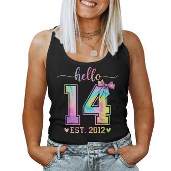 Hello Fourn Est 2012 14Th Birthday Coquette 14 Year Girl Women Tank Top - Thegiftio UK