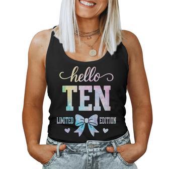 Hello Ten Coquette Bow 10 Year Old Girl Birthday Women Tank Top - Monsterry