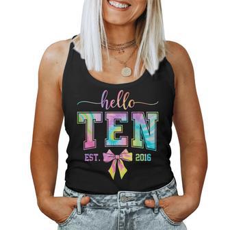 Hello Ten Est 2016 10Th Birthday Coquette 10 Year Old Girl Women Tank Top - Seseable