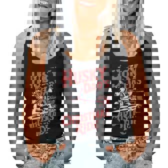 Husky Dad Christmas Ride Holiday Women Tank Top - Seseable