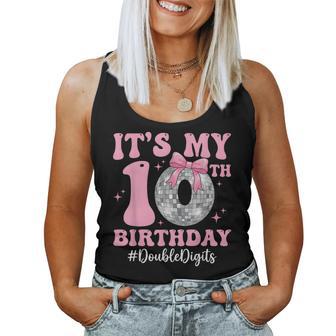 It's My 10Th Birthday Girl Double Digits Bow Disco Ball Women Tank Top - Thegiftio