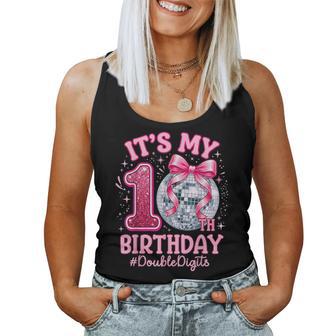 It's My 10Th Birthday Girl Double Digits Bow Disco Ball Women Tank Top | Seseable FR