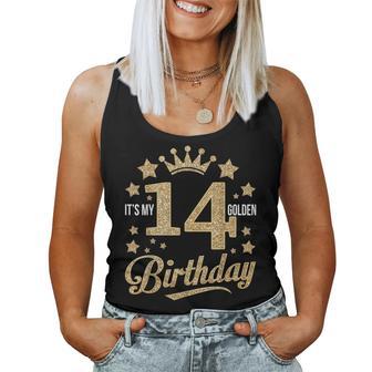 It's My 14Th Golden Birthday 14 Year Old Bday Groovy Women Tank Top - Thegiftio