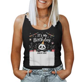 It's My Birthday Sign My Novelty Party Animal Panda Women Tank Top | Mazezy