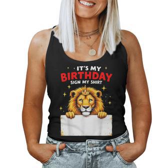 It's My Birthday Sign My Novelty Party Girls Boys Lion Women Tank Top - Thegiftio UK