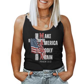 Jesus Make America Godly Again American Patriot Christian Women Tank Top | Mazezy