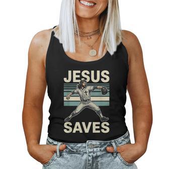 Jesus Saves Religious Christian Faith Baseball Women Tank Top - Monsterry