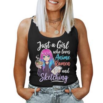 Just A Girl Who Loves Anime Ramen And Sketching Women Tank Top | Mazezy