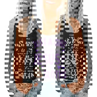 Just A Girl Who Loves Jesus And Sloths Christian Cute Women Tank Top - Thegiftio