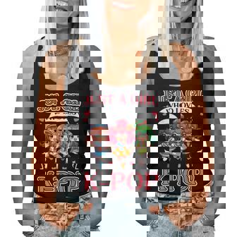 Just A Girl Who Loves K-Pop Fan Korean Music Finger Heart Women Tank Top | Mazezy