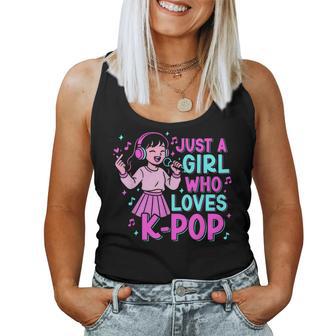 Just A Girl Who Loves Kpop Lover Cute K-Pop Girl Graphic Women Tank Top | Seseable UK