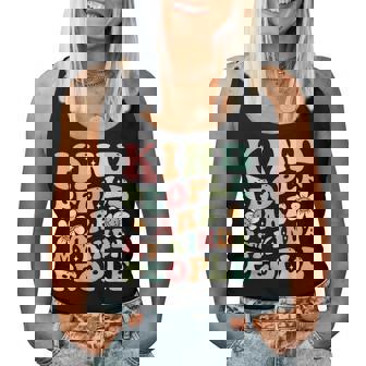 Kind People Are My Kinda People Groovy Kindness Daisy Flower Women Tank Top | Mazezy