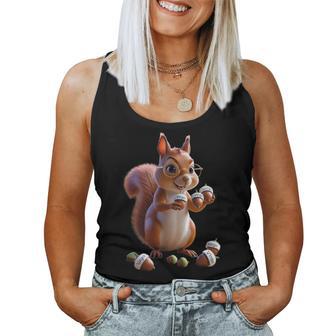Linda Ardilla De Dibujos Animados Divertido Diseño Para Hombres Y Es Manga Larga Camiseta sin mangas para mujer - Regaloses