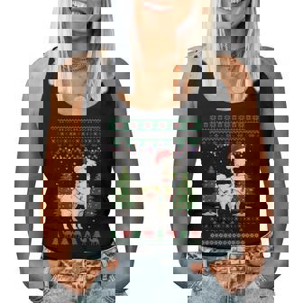 Llama Ugly Christmas Sweater With Christmas Lights Women Tank Top | Seseable CA
