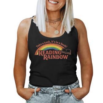 Take A Look It's In A Book Reading Book Vintage Rainbow Women Tank Top | Seseable CA