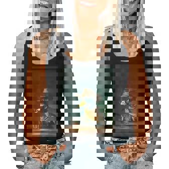 Mallard Smoking Cigarette Vintage Mallard Duck Cowboy Women Tank Top | Seseable FR