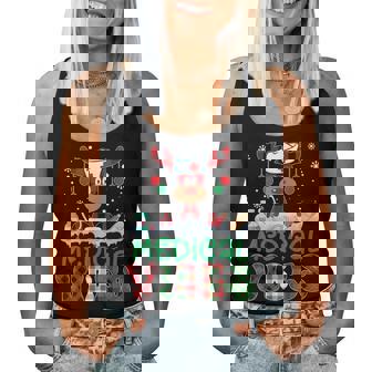 Medical Vibes Nurse Buffalo Red Plaid Reindeer Christmas Women Tank Top | Mazezy