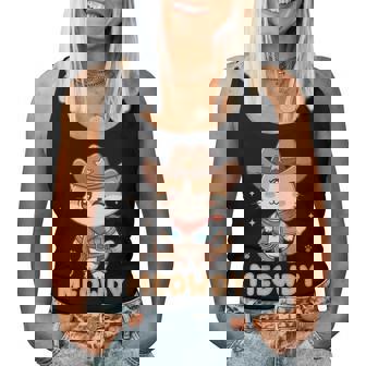 Meowdy Cat Cowboy Hat Vintage Wild West Western Pun Women Tank Top | Mazezy