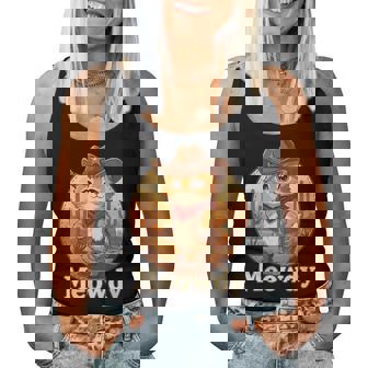 Meowdy Cat Cowboy Hat Vintage Wild West Western Pun Women Tank Top - Thegiftio