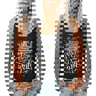 Merry And Bright Lights Red Santa Hat Xmas Family Women Women Tank Top - Thegiftio